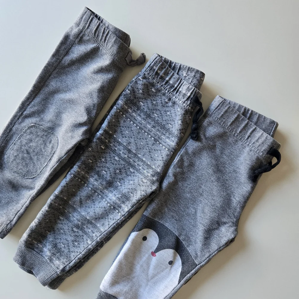 🌺 First Impressions Baby Boys' Grey Jogger Pants Sweatpants Bundle (3 Pairs)